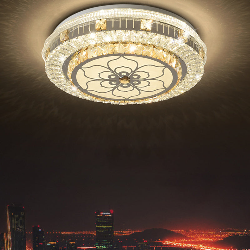 Crystal Round LED Ceiling Lamp Modern Style Flush Mount Light for Bedroom