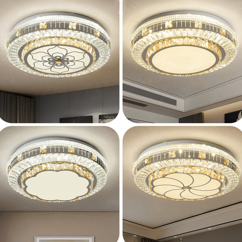 Crystal Round LED Ceiling Lamp Modern Style Flush Mount Light for Bedroom