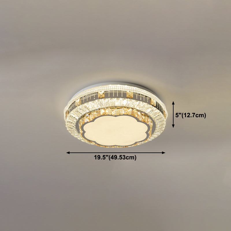 Crystal Round LED Ceiling Lamp Modern Style Flush Mount Light for Bedroom