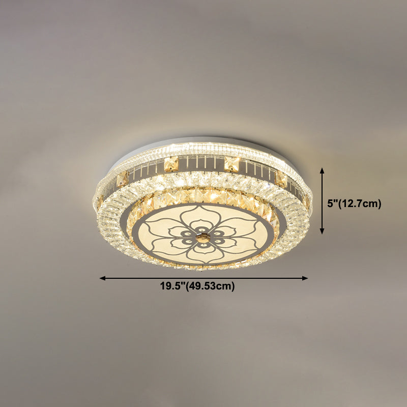 Crystal Round LED Ceiling Lamp Modern Style Flush Mount Light for Bedroom