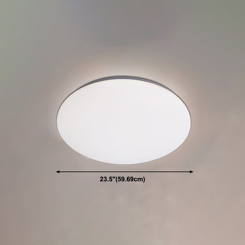 1 Light Round Flush Mount Light Modern Style Metal Flush Mount Lamp in White