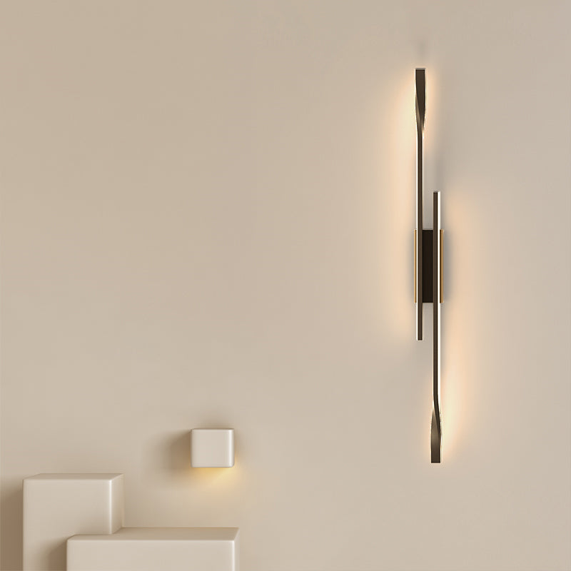 Linear Shape Metal Wall Lights Modern Style Wall Sconce Lights in Black