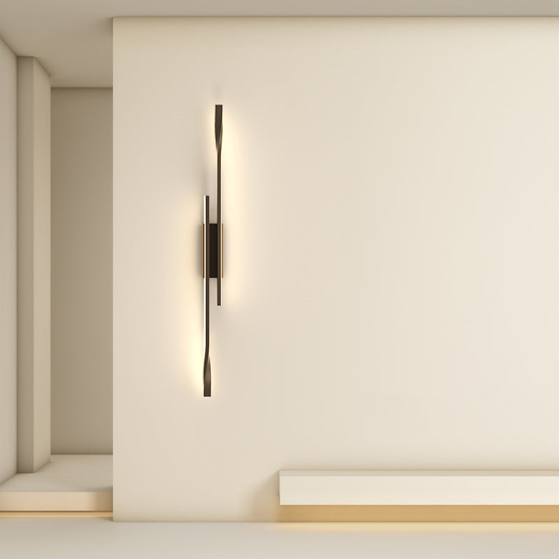 Linear Shape Metal Wall Lights Modern Style Wall Sconce Lights in Black