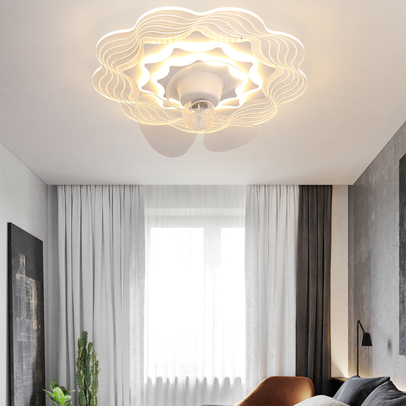 2 Light Ceiling Fan Light Modern Style Metal Ceiling Fan Light for Bedroom