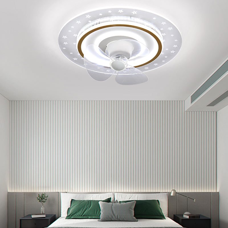 2 Light Ceiling Fan Light Modern Style Metal Ceiling Fan Light for Bedroom