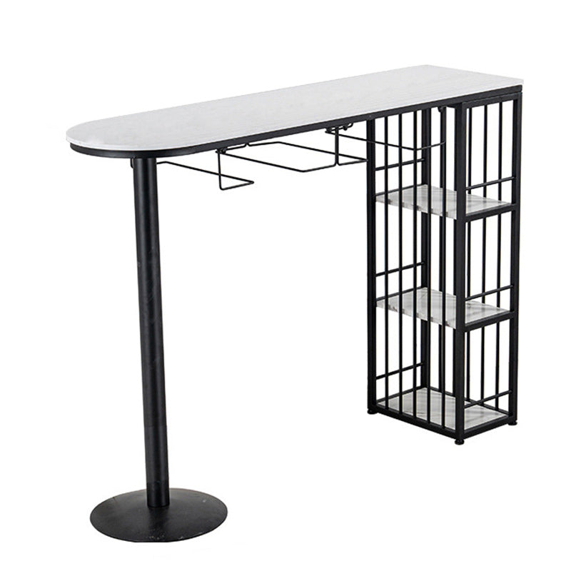 Glam Bar Table 42-inch Height Artificial Marble Top and Iron Pedestal Pub Table