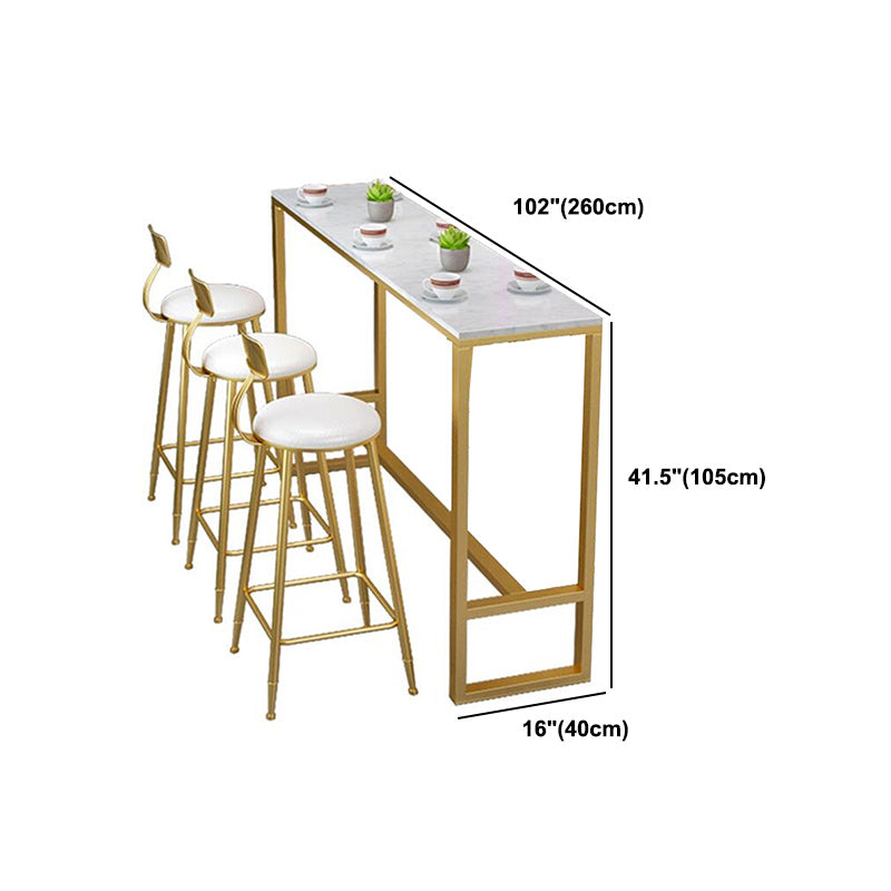 Rectangle Shop Patio Bar Table Footrest White Contemporary Marble Counter Table