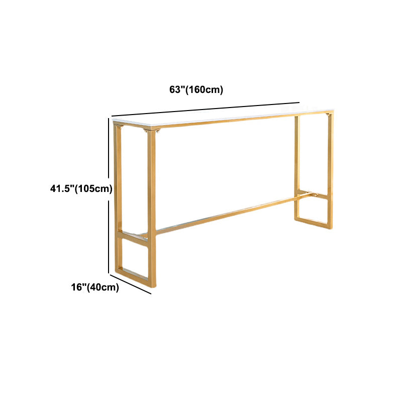 Contemporary Trestle Marble Bar Wine Table Rectangle Bar Height Cocktail Table in White