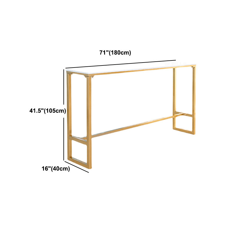 Contemporary Trestle Marble Bar Wine Table Rectangle Bar Height Cocktail Table in White