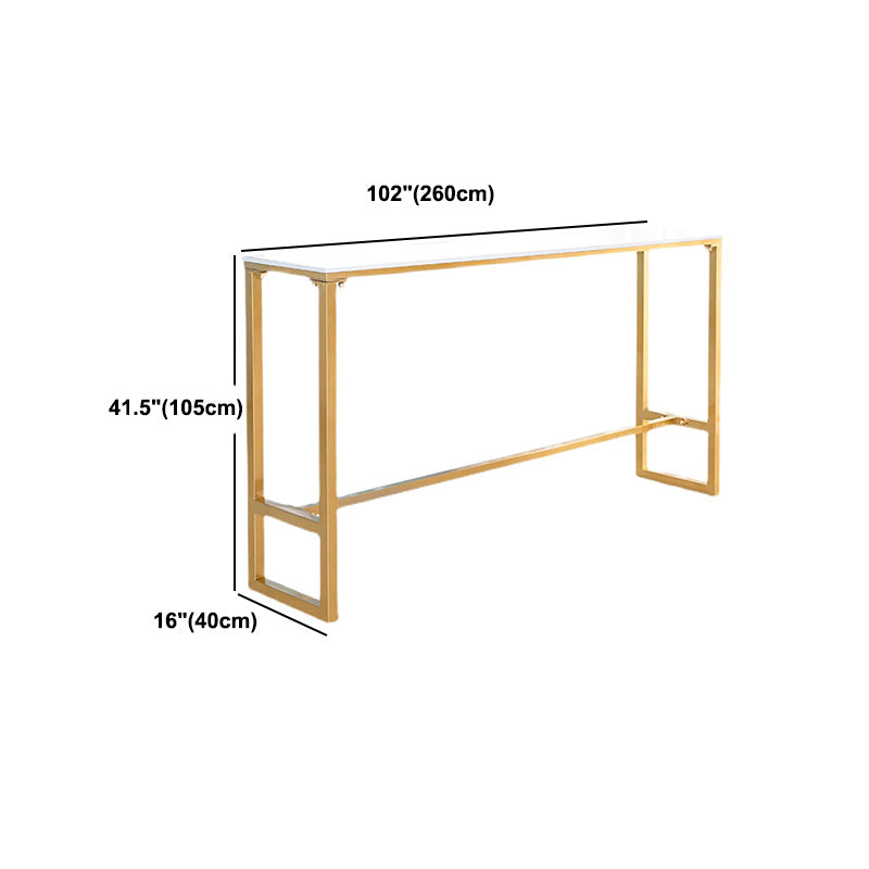 Contemporary Trestle Marble Bar Wine Table Rectangle Bar Height Cocktail Table in White