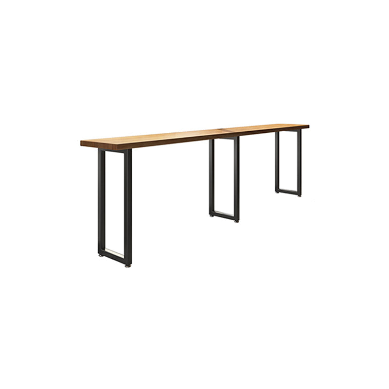 Brown Modern Style Bar Table with Solid Wood Bar Table with Metal Base