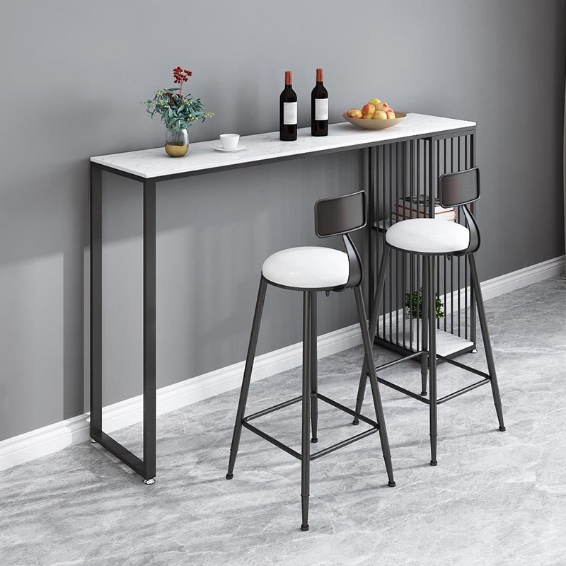 Modern Marble and Metal Bistro Bar Desk with Storage Indoor Bistro Bar Table