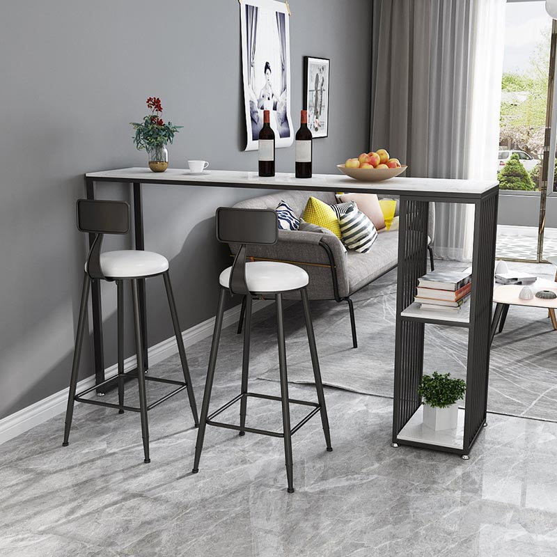 Modern Marble and Metal Bistro Bar Desk with Storage Indoor Bistro Bar Table