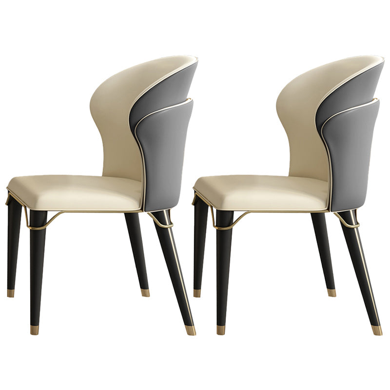 Scandinavian Leather Dining Chairs Armless Solid Back Chairs