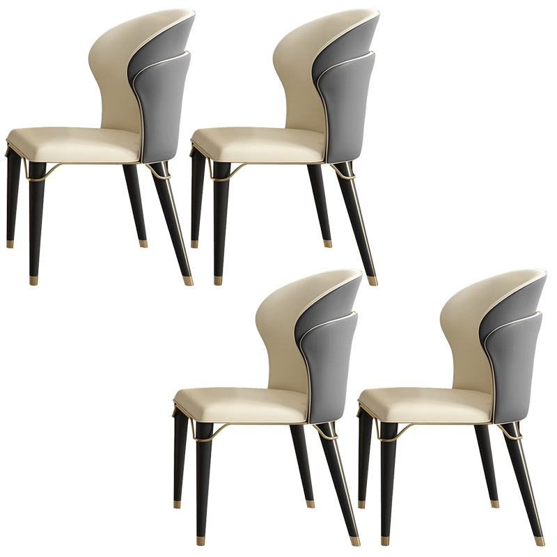 Scandinavian Leather Dining Chairs Armless Solid Back Chairs