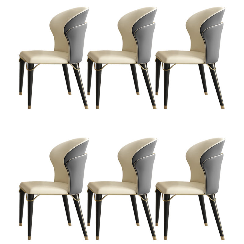 Scandinavian Leather Dining Chairs Armless Solid Back Chairs