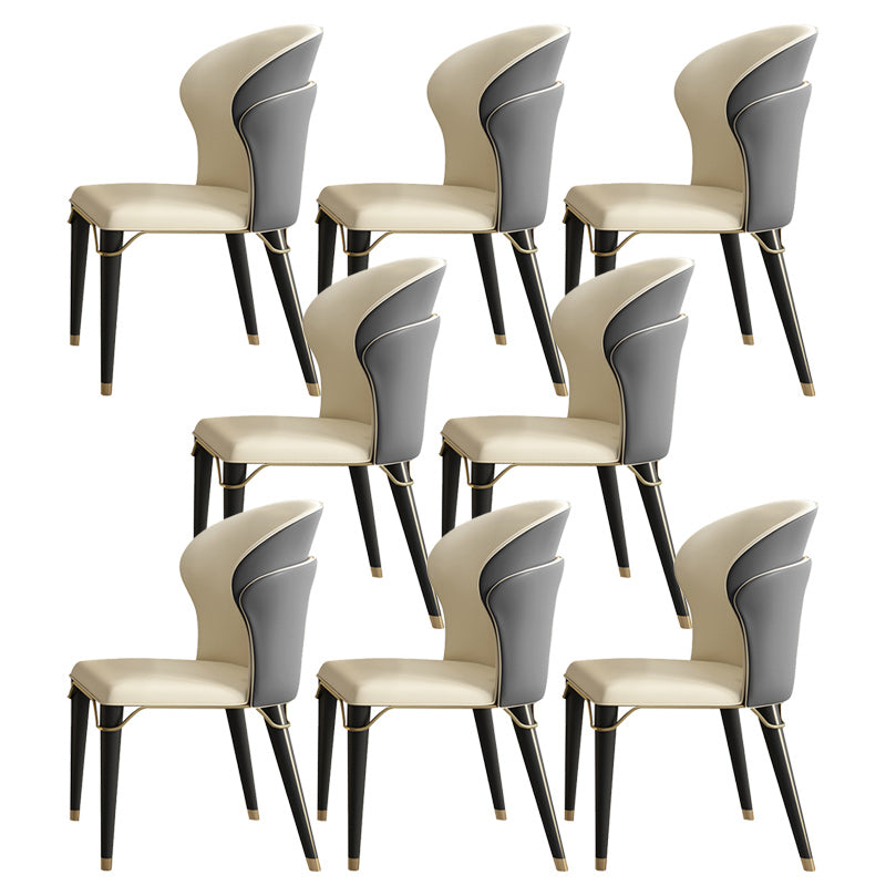 Scandinavian Leather Dining Chairs Armless Solid Back Chairs