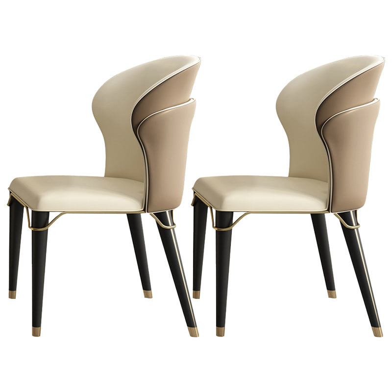 Scandinavian Leather Dining Chairs Armless Solid Back Chairs