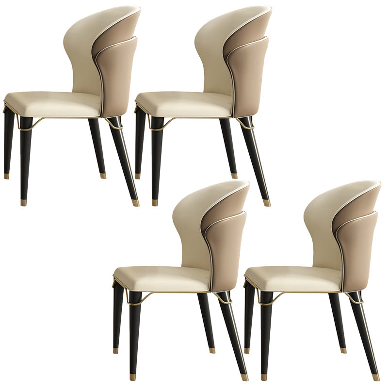 Scandinavian Leather Dining Chairs Armless Solid Back Chairs