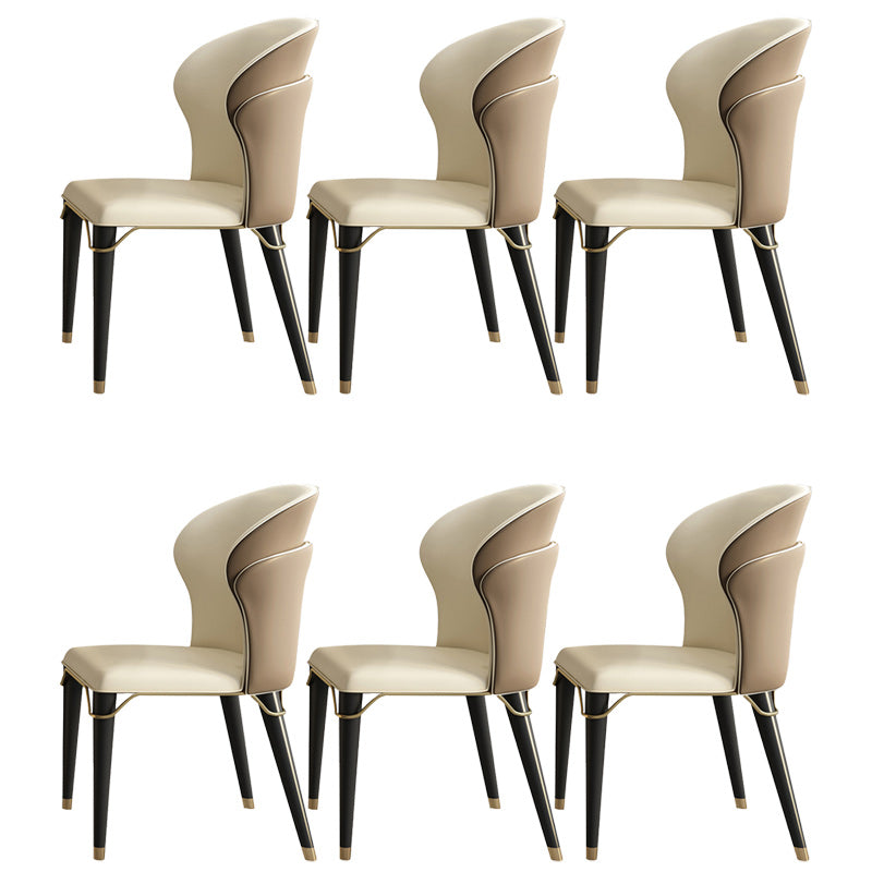 Scandinavian Leather Dining Chairs Armless Solid Back Chairs