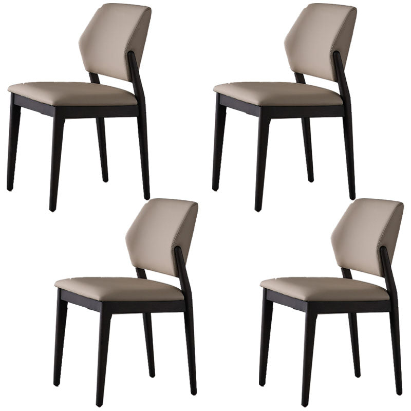 Contemporary PU Leather Dining Room Chairs Wood Dining Chairs for Home Use