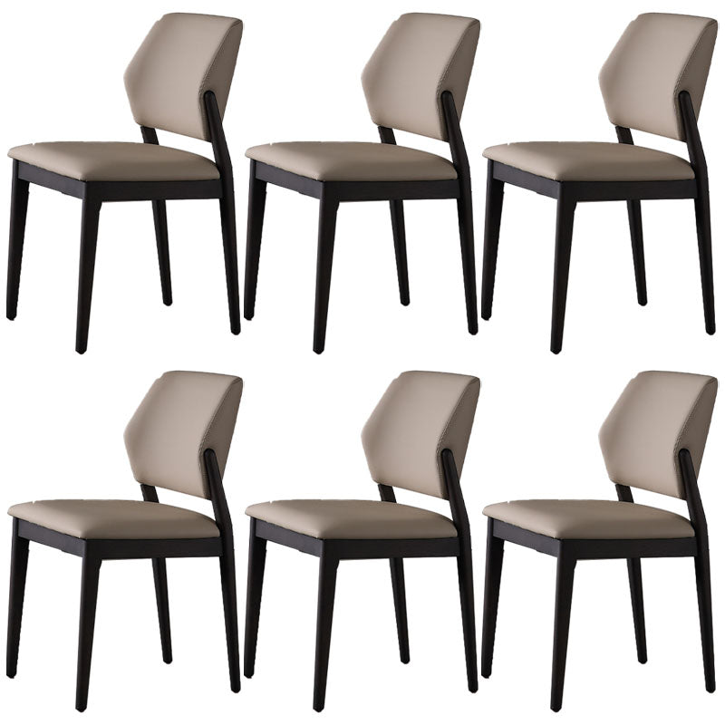 Contemporary PU Leather Dining Room Chairs Wood Dining Chairs for Home Use