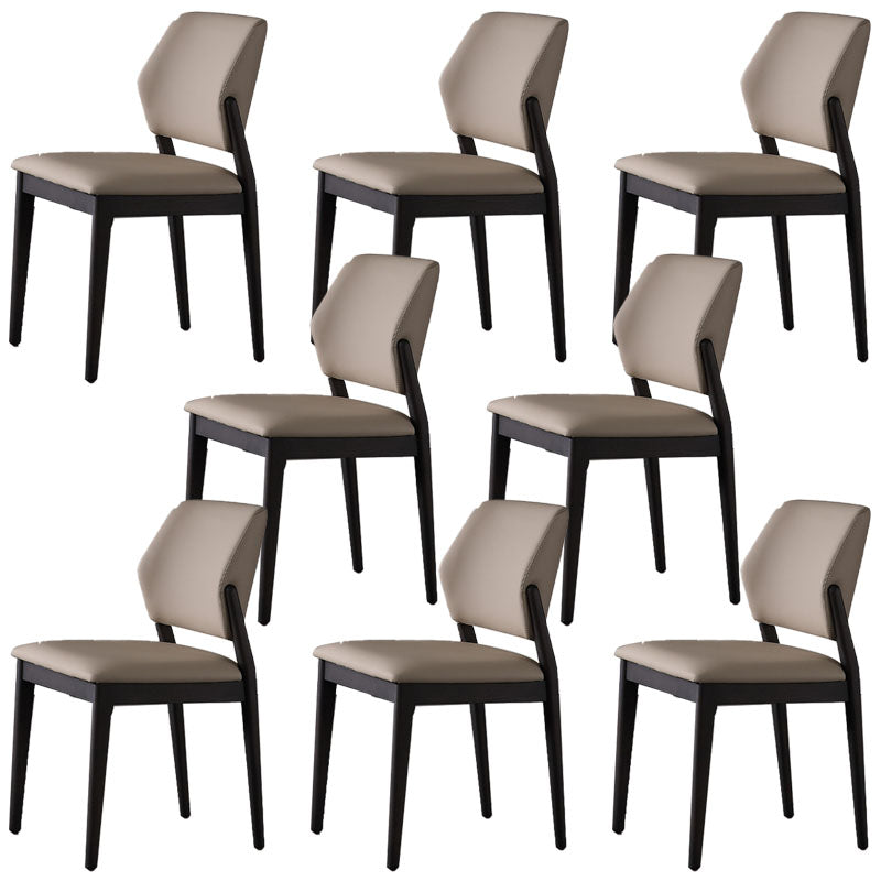 Contemporary PU Leather Dining Room Chairs Wood Dining Chairs for Home Use