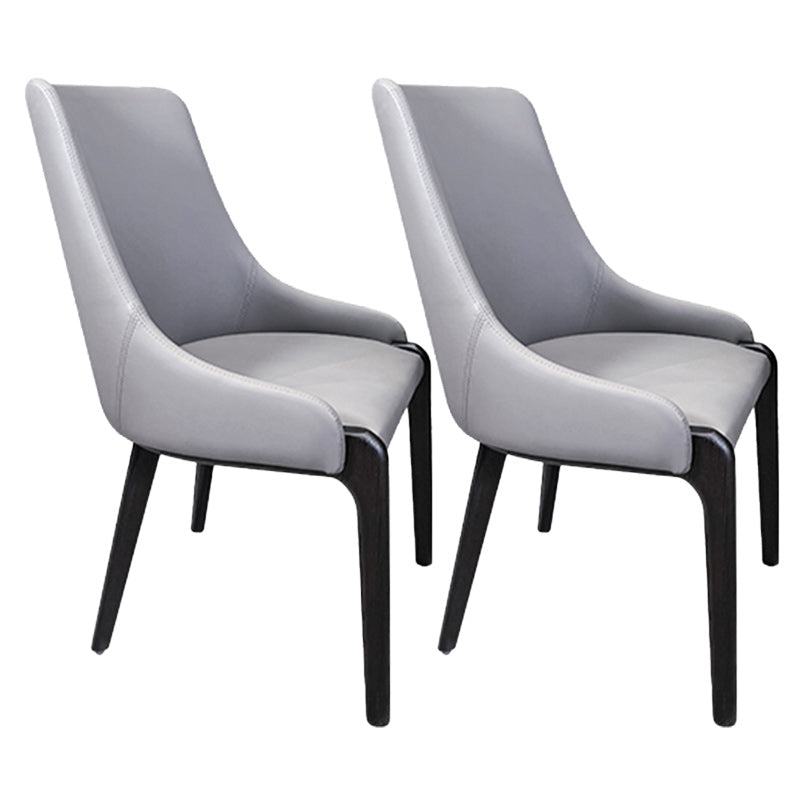 Minimalist Faux Leather Side Chairs Arm Solid Back Dining Side Chair