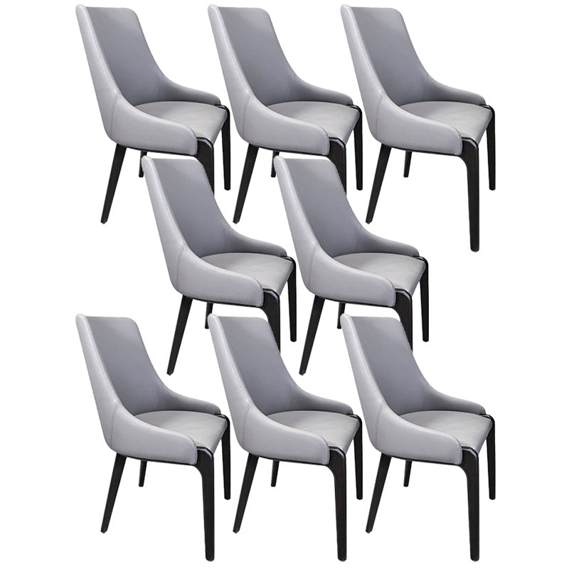 Minimalist Faux Leather Side Chairs Arm Solid Back Dining Side Chair