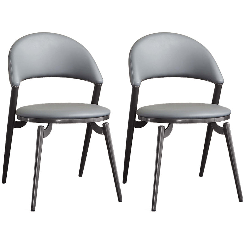 Minimalist Style Armless Open Back Side Chairs Faux Leather Dining Chairs