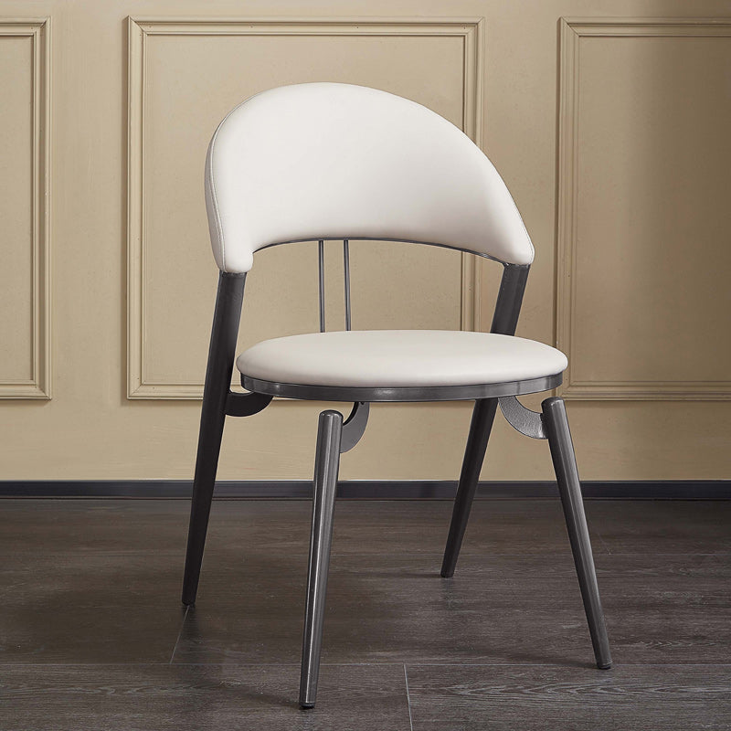 Minimalist Style Armless Open Back Side Chairs Faux Leather Dining Chairs