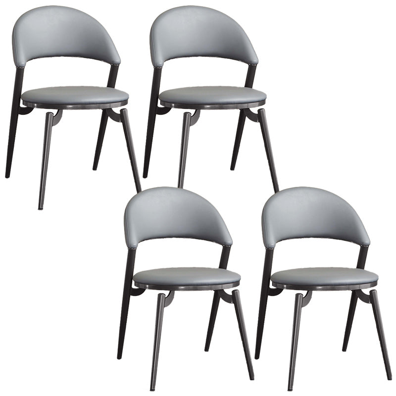 Minimalist Style Armless Open Back Side Chairs Faux Leather Dining Chairs