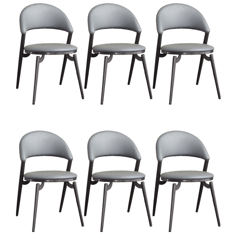 Minimalist Style Armless Open Back Side Chairs Faux Leather Dining Chairs