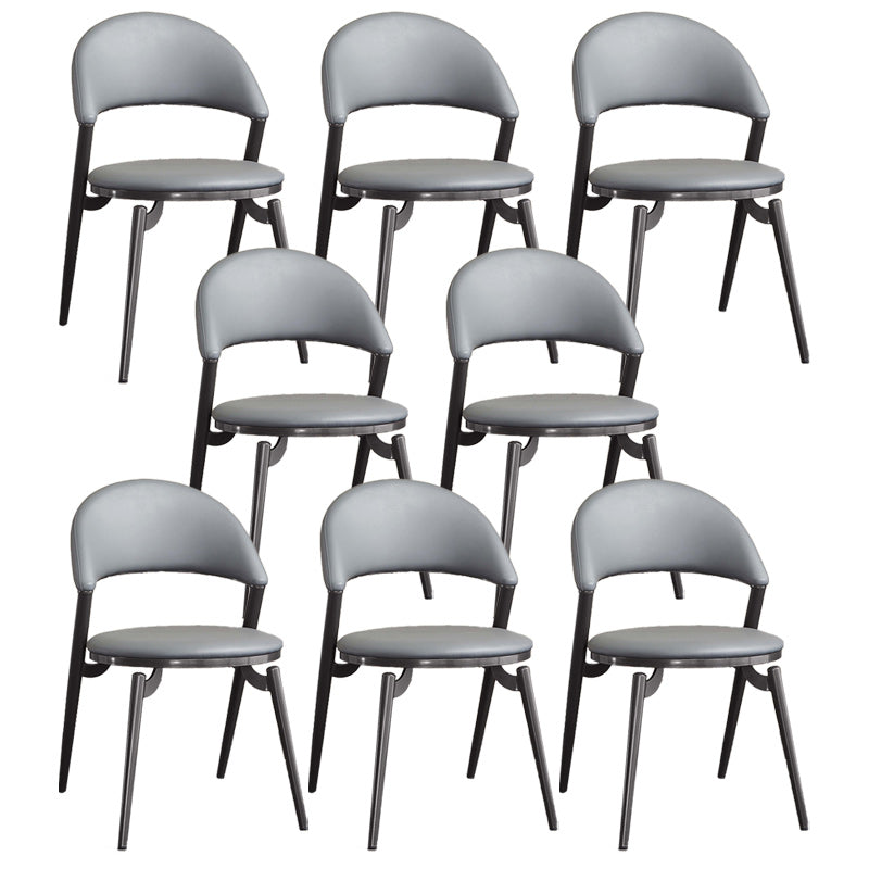 Minimalist Style Armless Open Back Side Chairs Faux Leather Dining Chairs