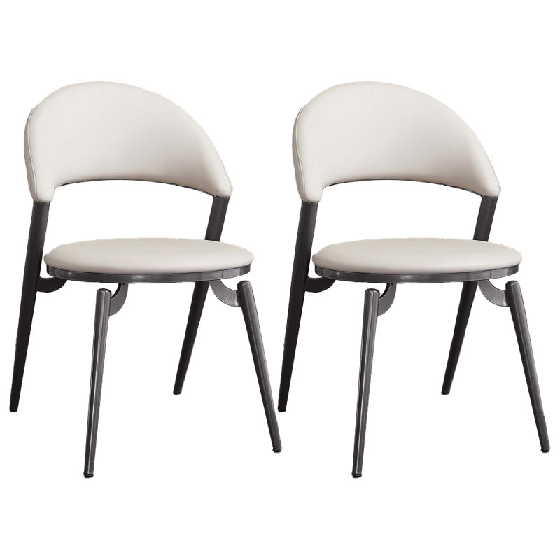 Minimalist Style Armless Open Back Side Chairs Faux Leather Dining Chairs