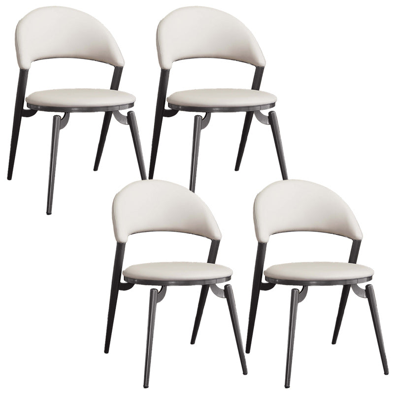 Minimalist Style Armless Open Back Side Chairs Faux Leather Dining Chairs