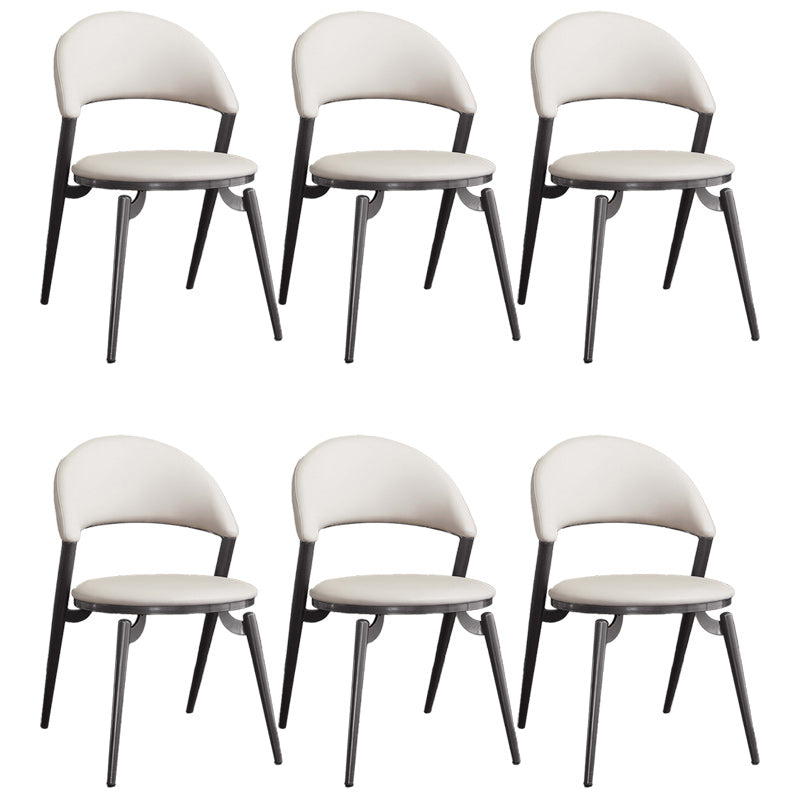 Minimalist Style Armless Open Back Side Chairs Faux Leather Dining Chairs