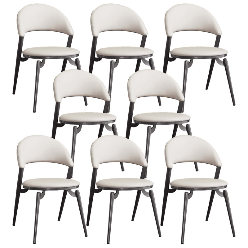 Minimalist Style Armless Open Back Side Chairs Faux Leather Dining Chairs