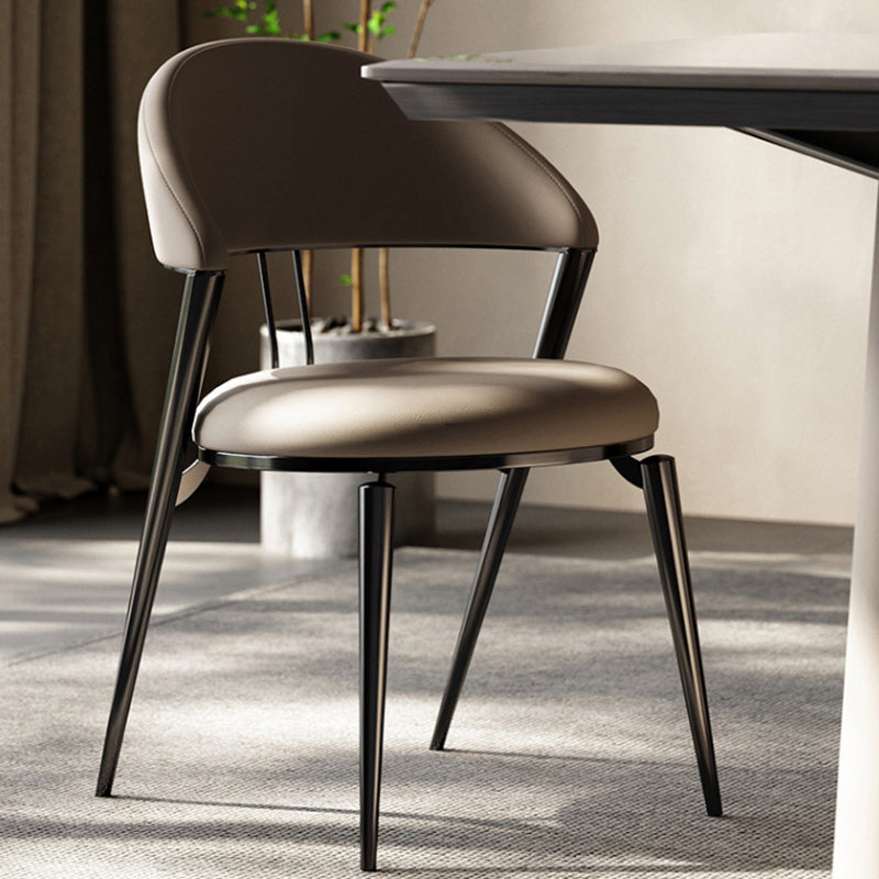 Minimalist Style Armless Open Back Side Chairs Faux Leather Dining Chairs