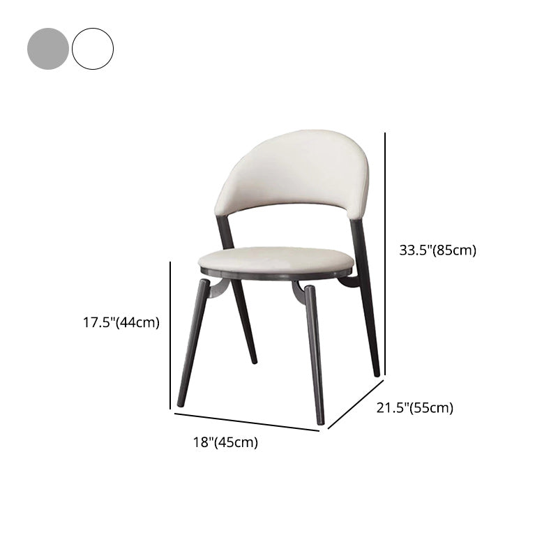 Minimalist Style Armless Open Back Side Chairs Faux Leather Dining Chairs