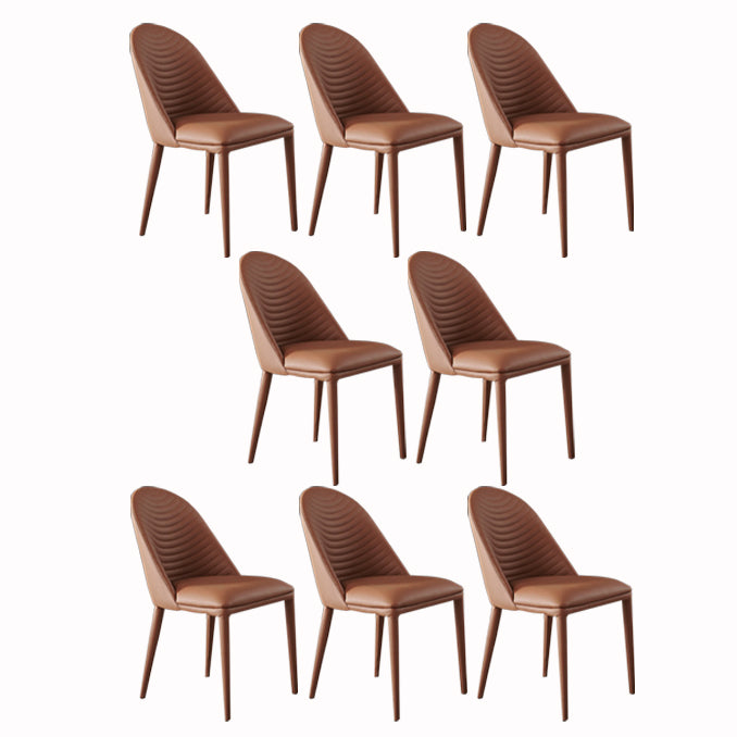 Contemporary Design Armless Solid Back Chairs Leather Dining Chair for Kitchen