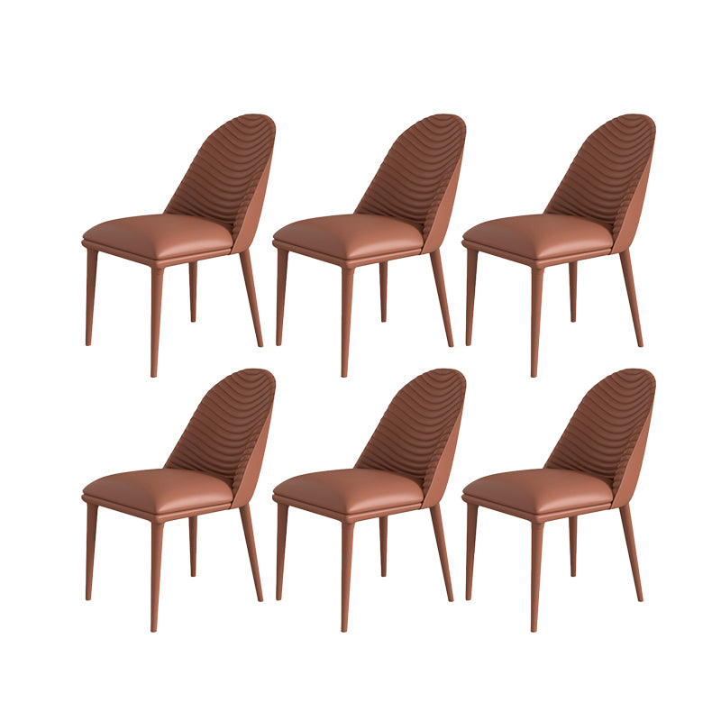 Contemporary Armless Solid Back Chairs Leather Dining Chair for Home