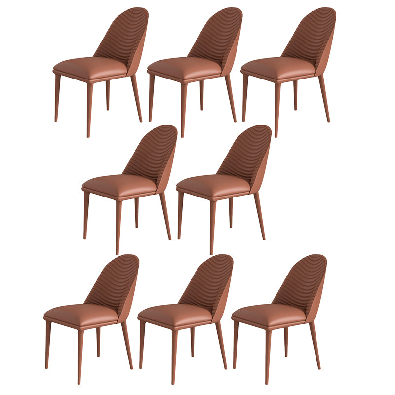 Contemporary Armless Solid Back Chairs Leather Dining Chair for Home