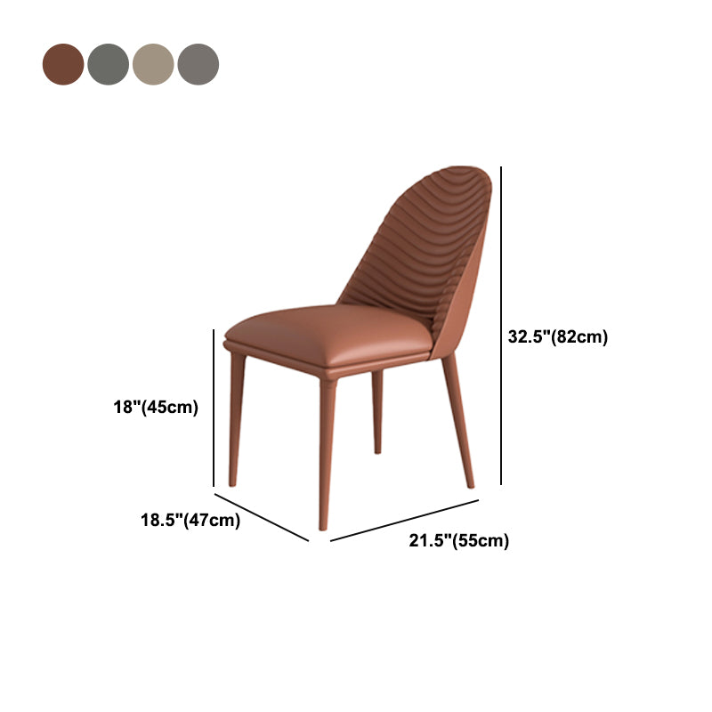 Contemporary Armless Solid Back Chairs Leather Dining Chair for Home