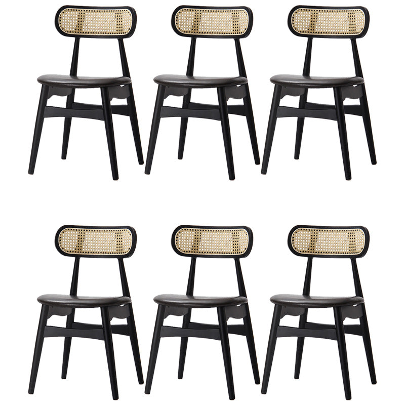 Modern Armless Open Back Chairs for Home PU Leather Dining Chairs