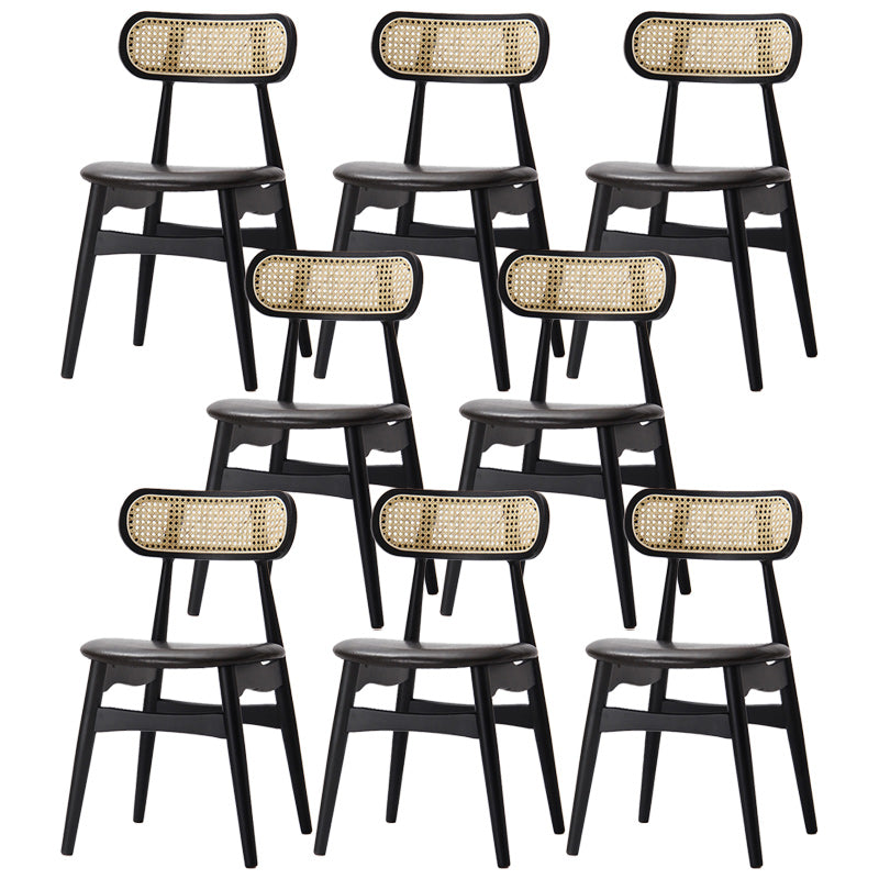 Modern Armless Open Back Chairs for Home PU Leather Dining Chairs