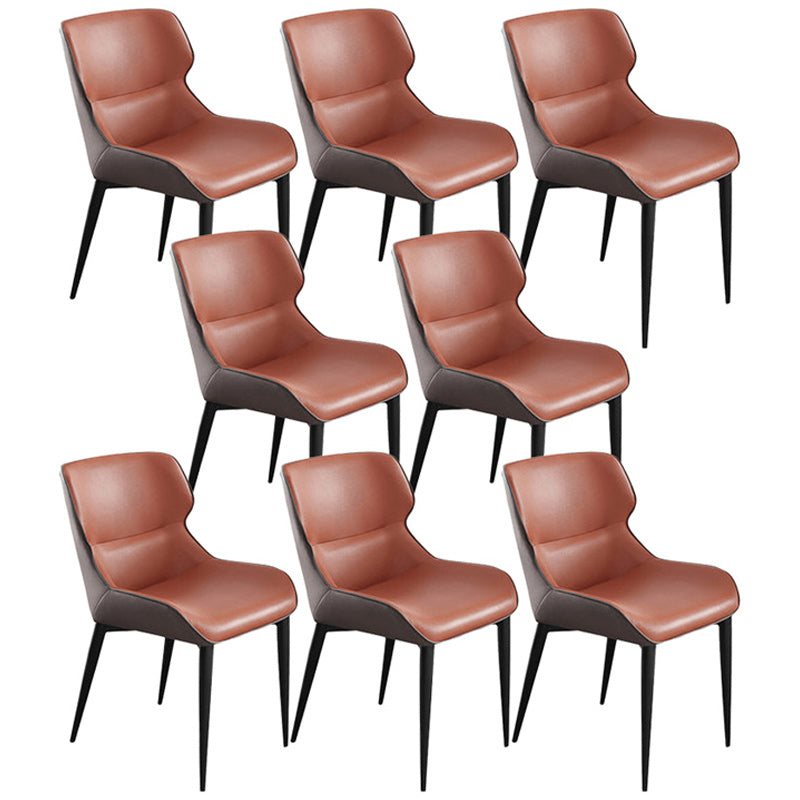 Industrial Style Arm Wingback Parsons Chairs Faux Leather Dining Chairs for Home