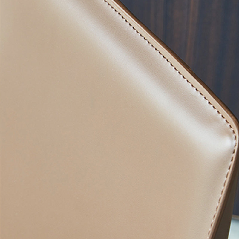 Minimalist Armless Solid Back Chairs Leather Dining Side Chair