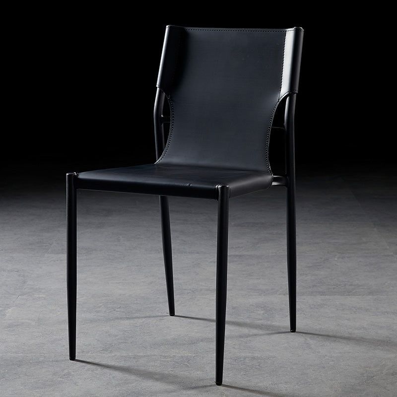 Minimalist Design Leather Dining Side Chair Armless Solid Back Chairs