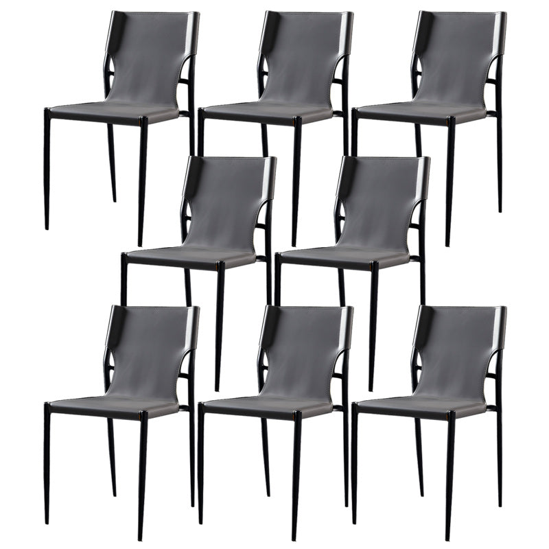 Minimalist Design Leather Dining Side Chair Armless Solid Back Chairs